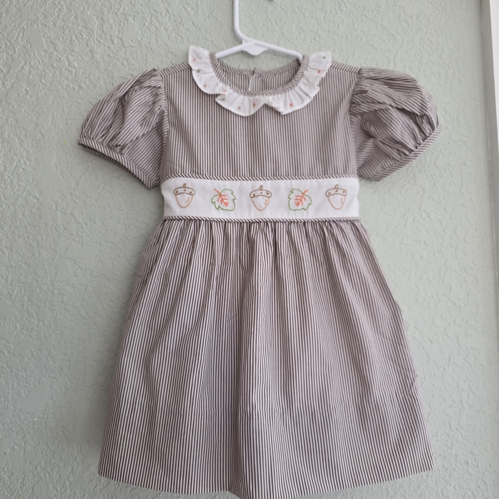 Adorable Striped Kids Dress with Embroidered Accents